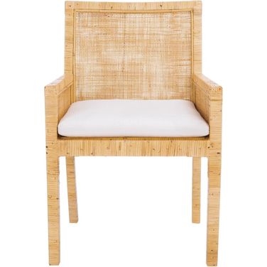 Sarai Accent Chair with Cushion in Natural and White