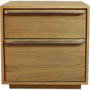 Sarasota 2-Drawer Oak Wood Nightstand With Metal Handles In Natural