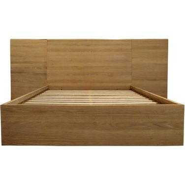 Sarasota Oak Wood Platform Queen Bed With Wings In Natural