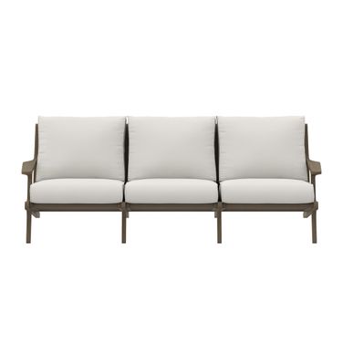 Saratoga Outdoor Patio Teak Sofa In White and Weathered Gray