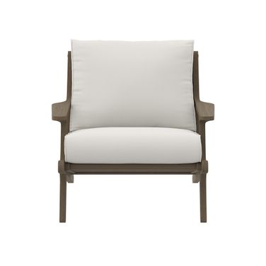 Saratoga Outdoor Patio Teak Wood Armchair In White and Weathered Gray