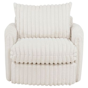 Sarco Corduroy Upholstered Swivel Accent Arm Chair In Ivory