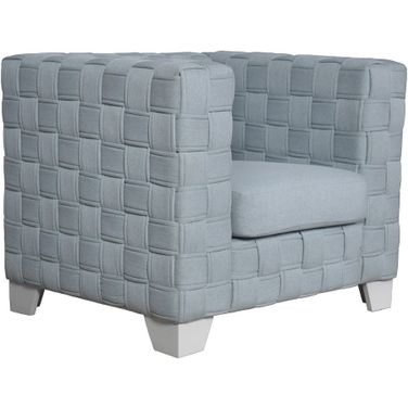 Saree Chair In Light Teal Chenille and White