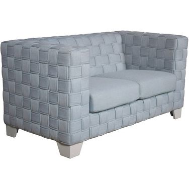 Saree Loveseat In Light Teal Chenille and White