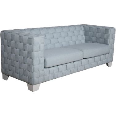 Saree Sofa In Light Teal Chenille and White