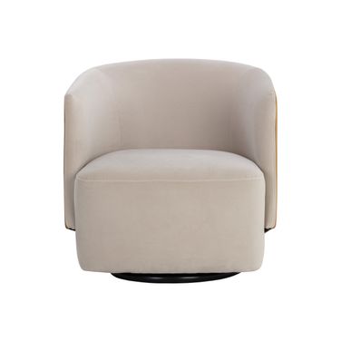 Sarina Swivel Lounge Chair In Meg Taupe and Meg Gold