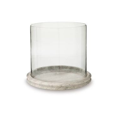 Saskia Candle Holder In Clear and Beige