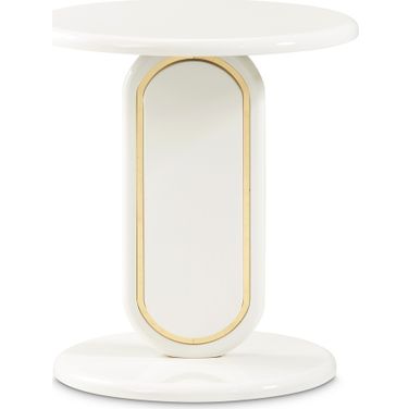 Sassani Accent Table In Pearl White and Gold