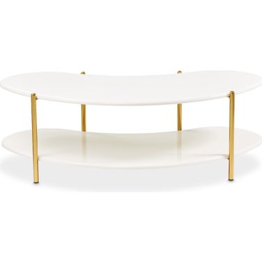 Sassani Cocktail Table In Pearl White and Gold