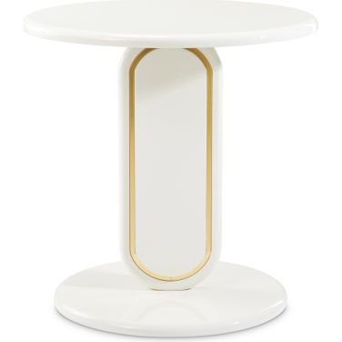 Sassani End Table In Pearl White and Gold