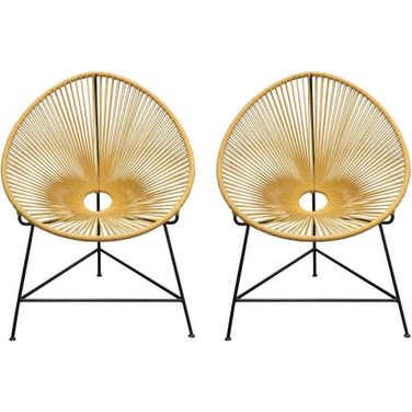 Sativa 2-Pack Accent Chair in Orange Rope with Black Iron Rod Frame