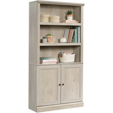 Sauder Select Bookcase With Doors In Chalked Chestnut