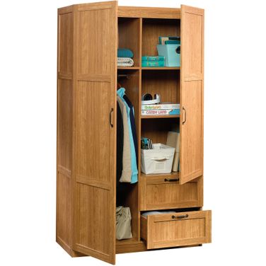 Sauder Select Storage Cabinet Wardrobe In Highland Oak