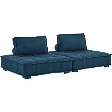 Saunter Tufted Fabric Fabric 2- Piece Loveseat In Azure