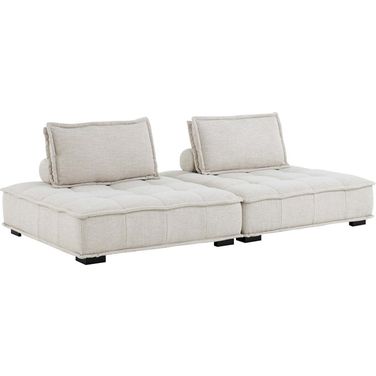 Saunter Tufted Fabric Fabric 2- Piece Loveseat In Beige