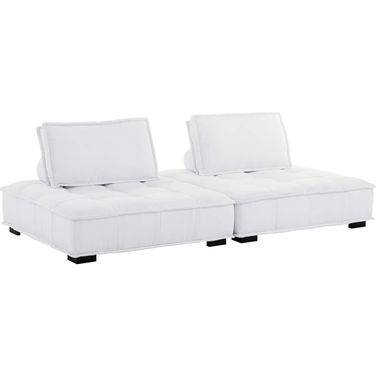 Saunter Tufted Fabric Fabric 2- Piece Loveseat In White