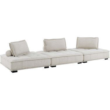 Saunter Tufted Fabric Fabric 3- Piece Sofa In Beige