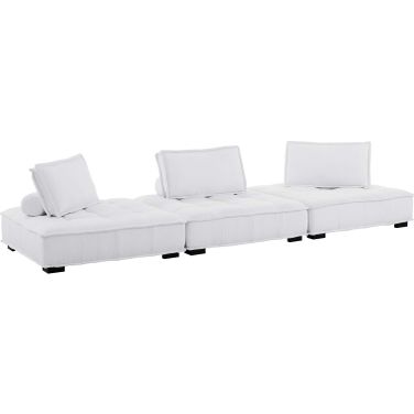Saunter Tufted Fabric Fabric 3- Piece Sofa In White