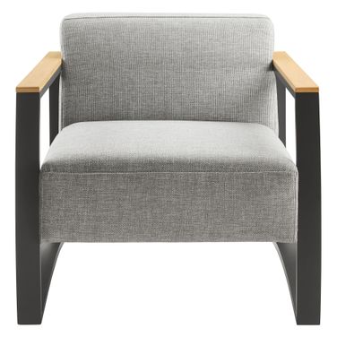 Sauve Outdoor Patio Aluminum and Fabric Armchair In Charcoal and Light Gray