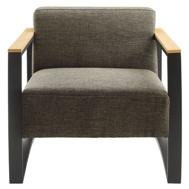 Sauve Outdoor Patio Aluminum and Fabric Armchair In Charcoal and Smoke