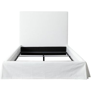 Savannah 58 Inch Eastern King Slipcover Bed In White Linen Fabric