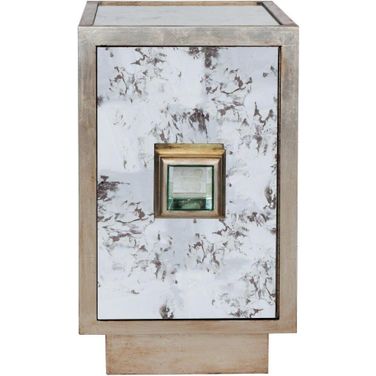 Savannah Antique Mirror And Champagne Silver Leaf 1 Door Cabinet
