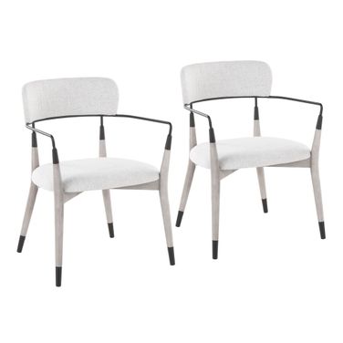 Savannah Fabric Chair with Metal Accents Set of 2 In Light Grey and Grey