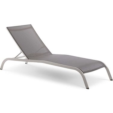 Savannah Gray Mesh Chaise Outdoor Patio Aluminum Lounge Chair