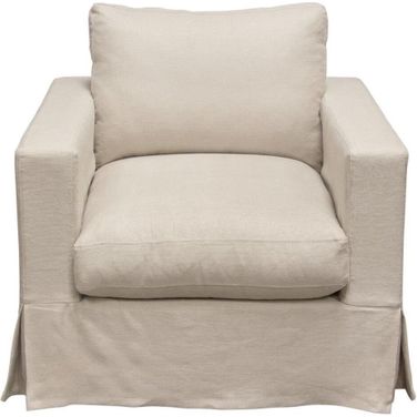 Savannah Slip-Cover Chair In Sand Natural Linen