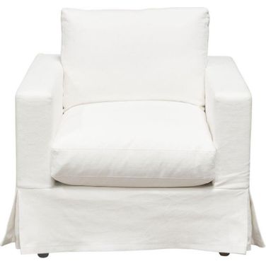 Savannah Slip-Cover Chair In White Natural Linen