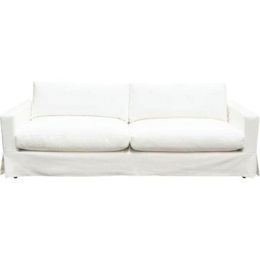 Savannah Slip-Cover Sofa In White Natural Linen