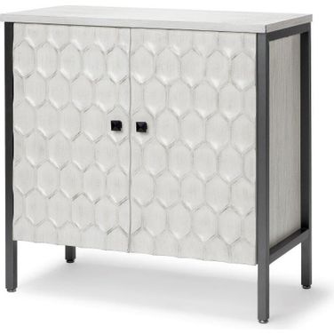 Savannah White Fir Veneer With Gray Metal 2-Door Accent Cabinet