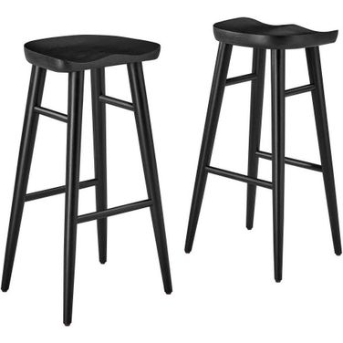 Saville Backless Wood Bar Stool Set of 2 In Black