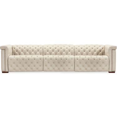 Savion Deux 3 Seat Sofa with Two Power Recliners and Three Power Headrests In Beige