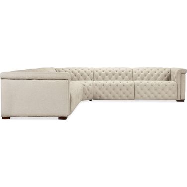 Savion Deux 5 Seat Sectional with Four Power Recliners and Six Power Headrests In Beige
