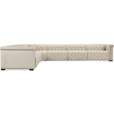 Savion Deux 6 Seat Sectional with Four Power Recliners and Seven Power Headrests In Beige