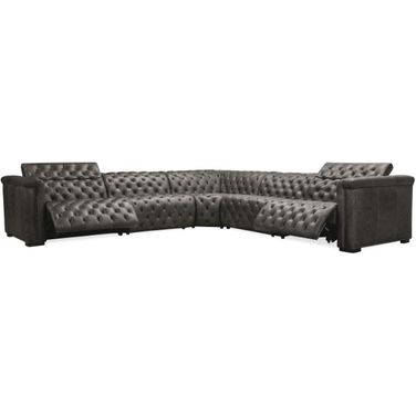 MS Savion Grandier Grey 5 Pc Sectional With 2 Power Recline Power Headrest