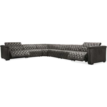 MS Savion Grandier Grey 6 Pc Sectional With 3 Power Recline Power Headrest