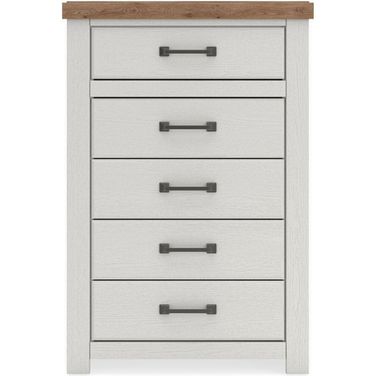 Savonport Five Drawer Chest In White and Brown