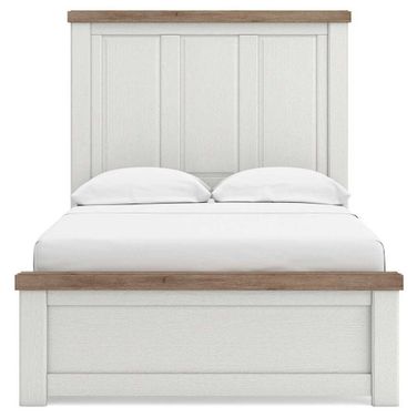 Savonport Full Panel Bed with Storage In White and Brown