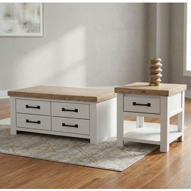Savonport Occasional Table Set In White and Brown