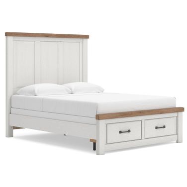 Savonport Queen Panel Storage Bed In White and Brown