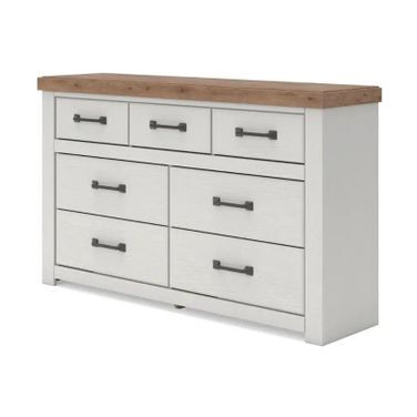 Savonport Seven Drawer Dresser In White and Brown