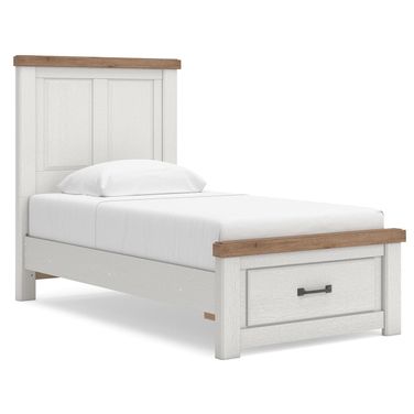 Savonport Twin Panel Storage Bed In White and Brown