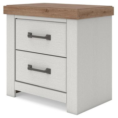 Savonport Two Drawer NightStand In White and Brown