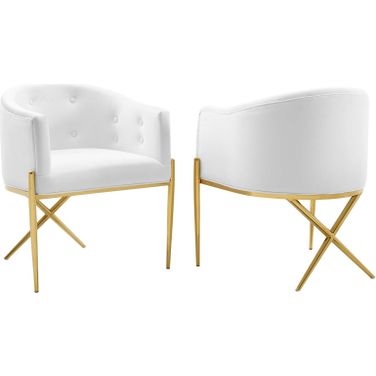 Savour Accent Dining Armchair Performance Velvet Set of 2 In White