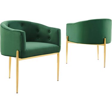 Savour Tufted Performance Velvet Accent Chairs - Set of 2 In Emerald