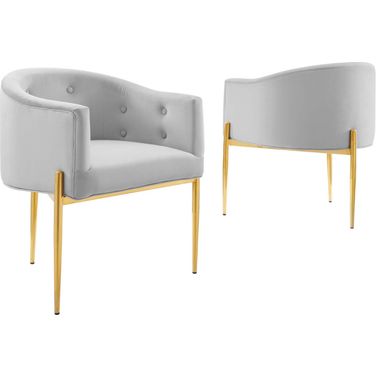 Savour Tufted Performance Velvet Accent Chairs - Set of 2 In Light Gray