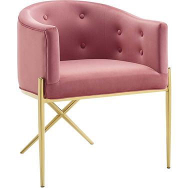 Savour Tufted Performance Velvet Accent Dining Armchair In Dusty Rose