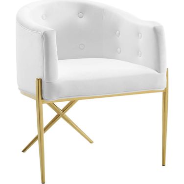 Savour Tufted Performance Velvet Accent Dining Armchair In White